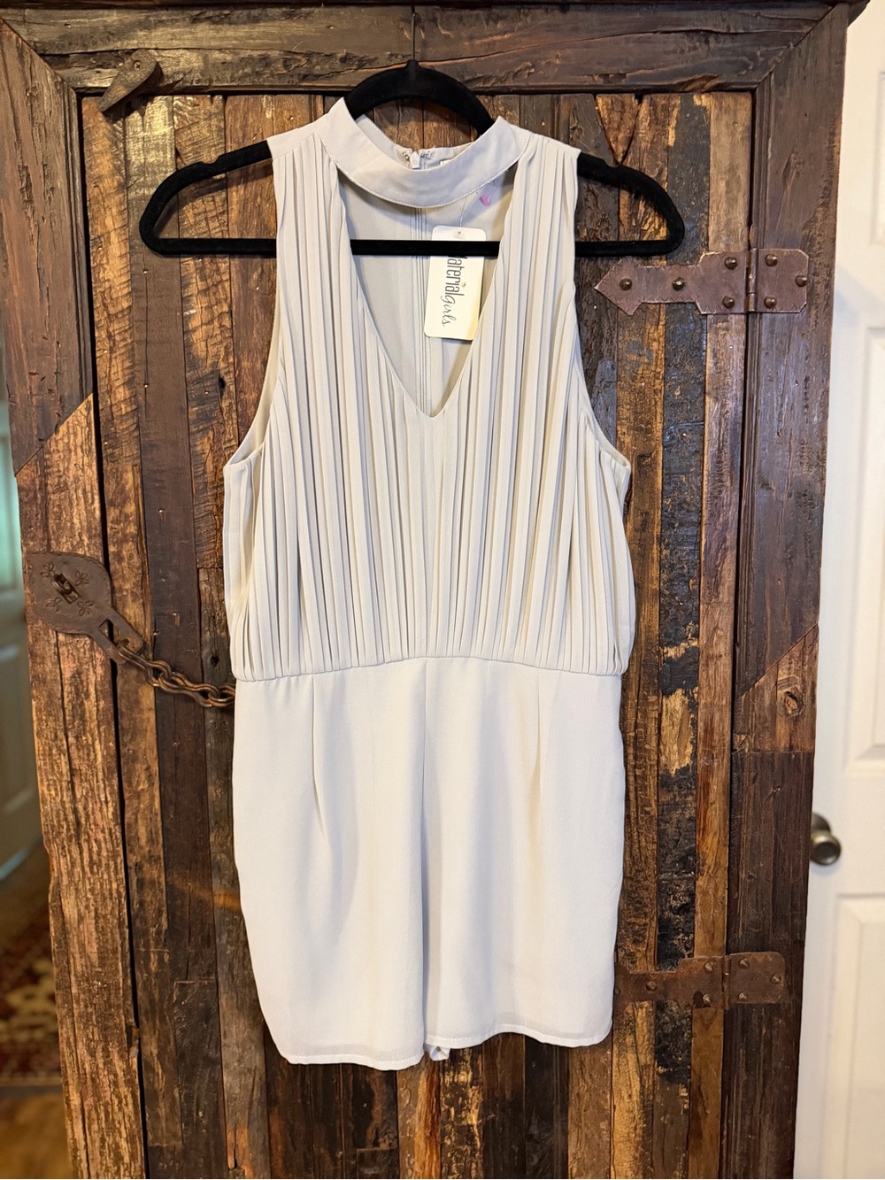 Girls Material Girls Romper Women Small Gray Pleated V Neck NWT Dressy Shorts